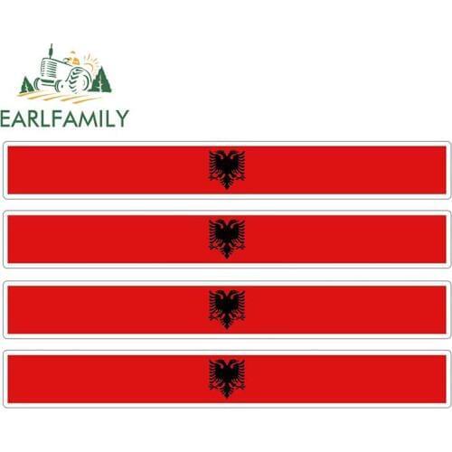 EARLFAMILY 13cm x 1.7cm 4pcs Car Stripe Motorcycle Racing Flag Sticker Car Window Decal Bike Moto Tuning Albania Car Stickers