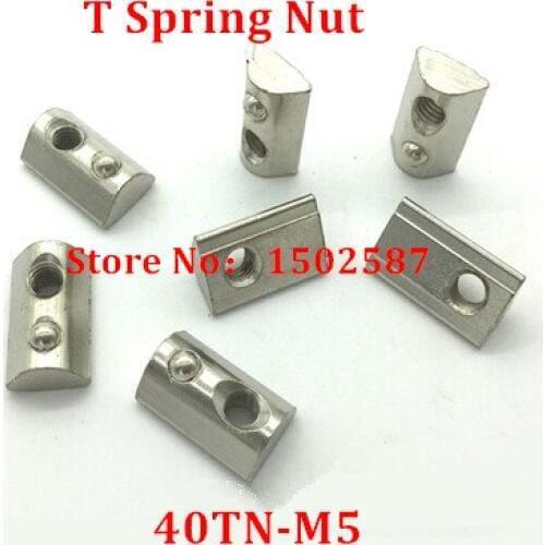 50pcs M5 T Spring nut 40-M5 Half Round Elasticity Slot Nuts Groove 8 For 4040 Series Aluminum Profile Extrusion Fastener parts