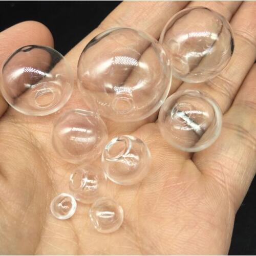 500pcs/lot 6/8/10/12/14/16/18/20/25mm Mini Lightbulb glass globe bubble, glass bottle, glass vial pendant with hole Bulb Ball