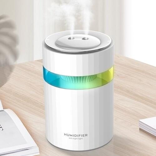 900ML USB Humidifier Air Mist Maker Fogger with Colorful LED Light Double Nozzle Ultrasonic Cool Aroma Diffuser Humidificador