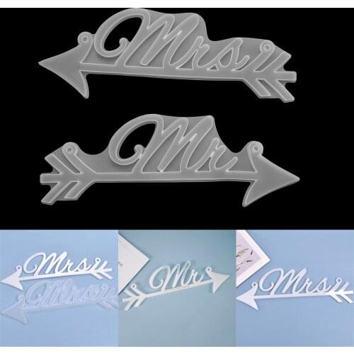 Alphabet Mr Mrs Letter Crystal Epoxy Resin Silicone Mold House Arrow Casting Mould for DIY Resin Crafts Home Decoration Tools