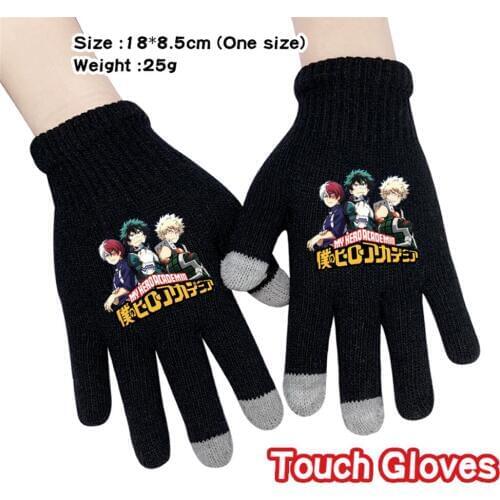 Anime My Boku No Hero Academia Izuku Shoto Mittens Cartoon Knit Gloves Men Winter Warm Full Finger Glove Student Handwear Glove