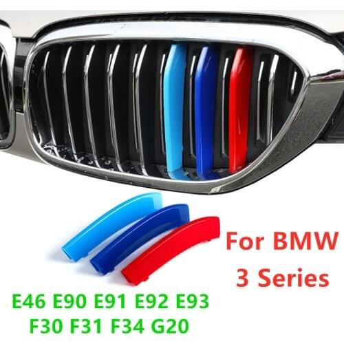 Car Front Grille Trim Strips for BMW 3 Series E46 E90 E91 E92 E93 F30 F31 F34 G20 M Accessories Grille Motorsport Stickers