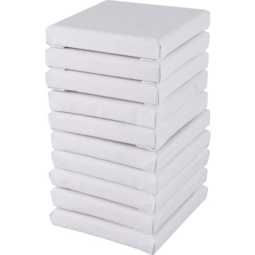 10Pcs/Set White Blank Art Boards Mini Stretched Artist Canvas Art Board Acrylic Oil Paint Wood+Cotton for Artwork Painting