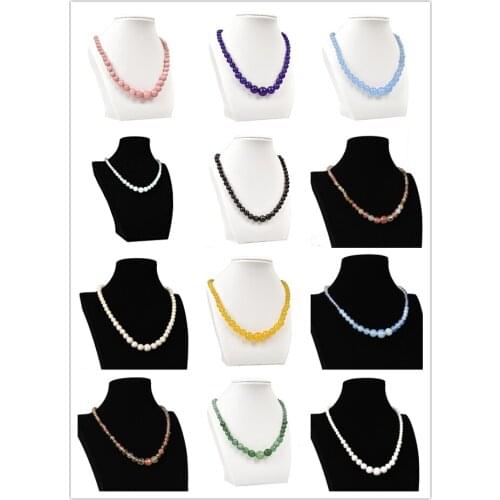 Free Shipping Natural Stones Round Beads Blue Sandstone Crystal Tigereye Chalcedony Jewellery Necklace High-end fashion 18" Q9