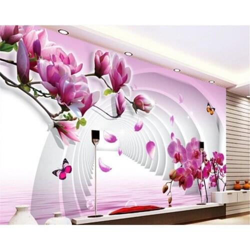 Beibehang Large Customized Magnolia 3D TV Living Room Bedroom Background Home Decor