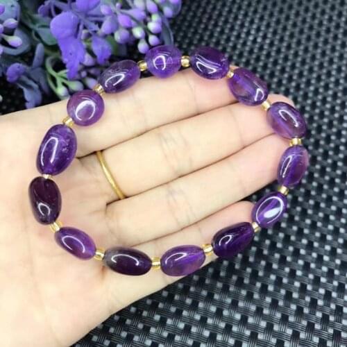 FYSL Light Yellow Gold Color Irregular Shape Natural Amethysts Stone Stretchy Bracelet Inspiration Jewelry
