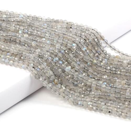 Natural Labradorite Beads Faceted Round Loose Beads For DIY Jewelry Making Bracelet Necklace Accessories 2 3mm Strand 15