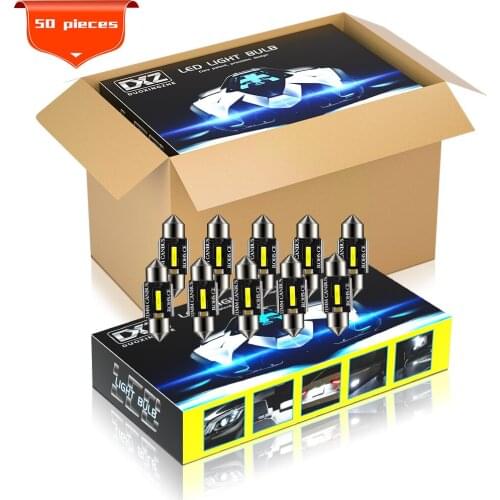DXZ 50Pcs C5W C10W LED Bulbs Canbus Festoon-31MM CSP 1860 NO ERROR Car Interior Dome Light Reading Lights 12V/24V 3W Universal