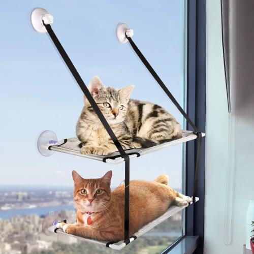 Cute Cat Hammock Hanging Beds Comfortable Cat Window Hammock Bed With Vacuum Suction Cup Detachable Soft Seat Bearing 20kg
