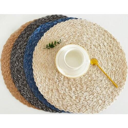 Table Mat Heat Insulation Braided Design Tableware Mat Multifunctional Table Dining Mats Vintage Style Non-slip Placemat for Pot