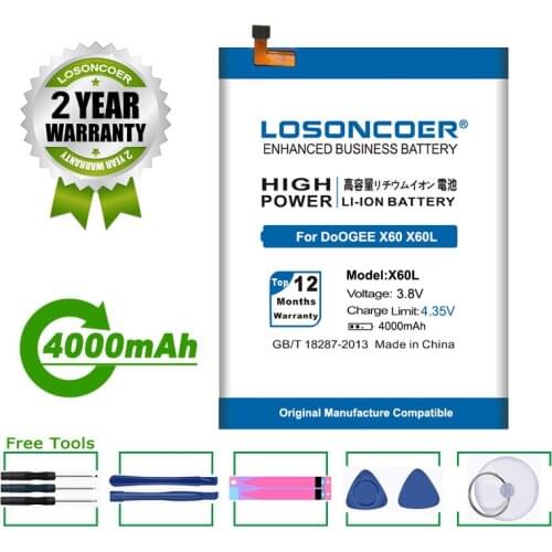 LOSONCOER Battery 4000mAh Mobile Phone For Doogee X60 X60L Battery