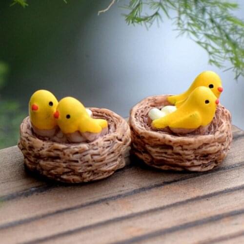 Small Bird Nest Figurines Mini Oriole Resin Crafts Fairy Garden Miniatures Cartoon Animal DIY Landscape Ornament