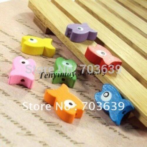 Fashion Fish Shape Wood Beads For Jewelry DIY Free Shipping 200pcs