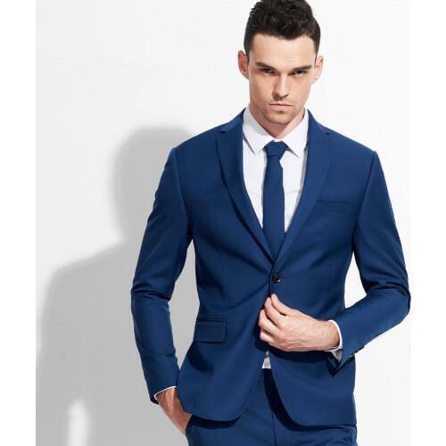 Men blazer 50% wool high quality brand mens stage jacket blue business groom formal suits jackets spring single breasted XS 2XL
