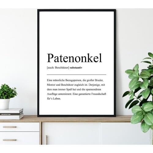 Patentante Definition Wall Art Canvas Painting Black White Quote Prints Geburtstag Tante Taufe Geschenk Plakat Poster Home Decor