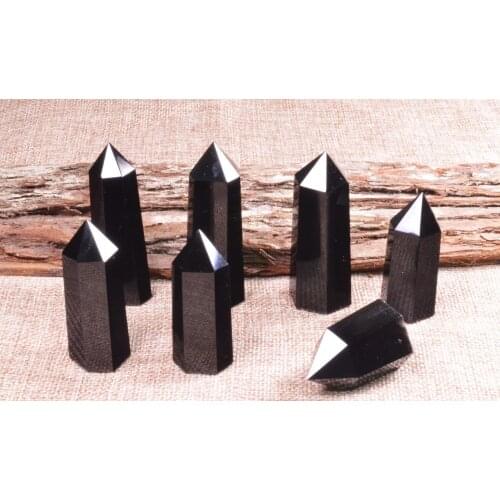 Natural Black Obsidian Quartz Cruystal Wand Gemstone Point Mineral Specimen reiki Healing 1pc