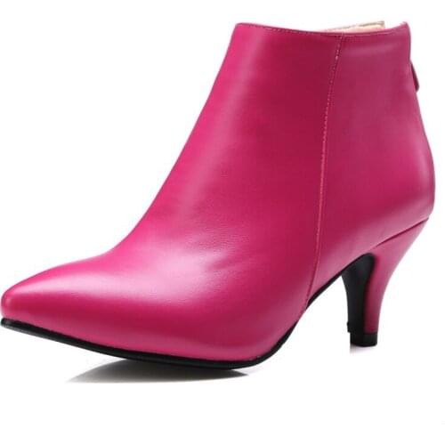 Oversized Ma'am Short boots Pure color Fashion boot barrel Pointed High heel boots