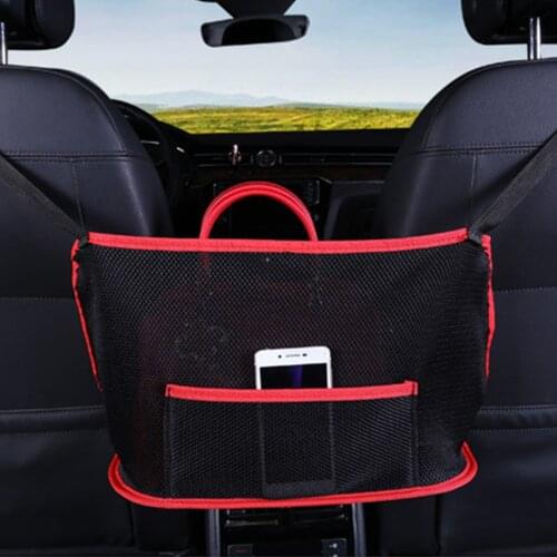 New Car Net Pocket Handbag Holder Seatback Mesh Organizer Per Barrier Between Two Seats Storage Bag Dropshipping Car Interiors