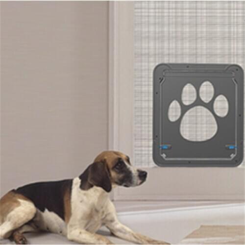 Dog Flap Door with 4 Way Lock Pet Screen Door Cat Gate Window Fence Doorway Animal Anti-Bite Tunnel Kitten Security Supplies