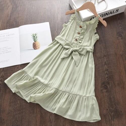 Melario Bow Girls Dress New Summer Girls Dress Casual Kids Princess Dress Sleeveless Party Dress Children Clothing for 2 6Y