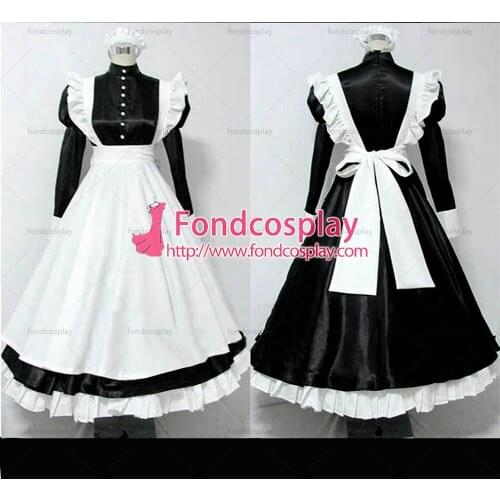 Sexy Sissy Maid Dress Satin Lockable Uniform Cosplay Costume Tailor-made[CK514]