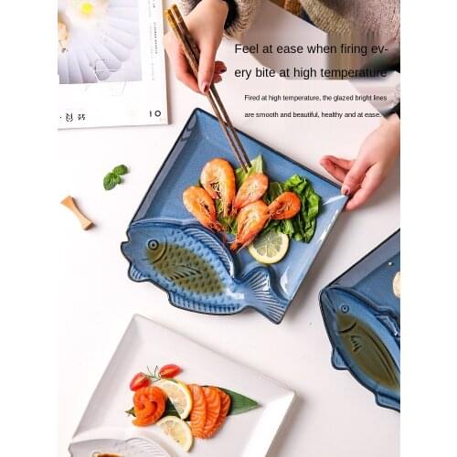 Divided Fat Reduction Plate for One Person Home Breakfast Tableware Dumpling Plate Ceramic Weight Loss Quantitative Food