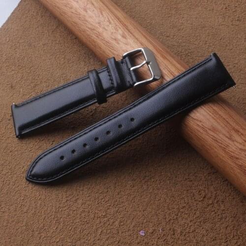 Genuine Leather Watchband 12 14 16 18 19 20mm High Quality Smooth Watches Straps Quick Release Bands for Smart Watch Black Brown