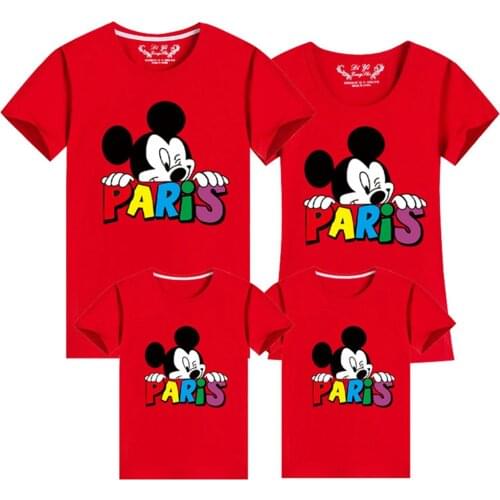 Family Matching Shirt Mickey Short Sleeve Cartoon Tops Father Mother Son Daughter Matching Clothes Family Look Mickey Shirts