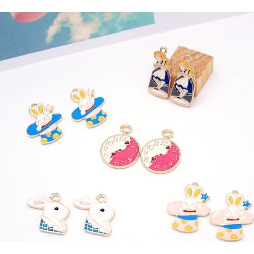 10pcs/lot Cute Girl Magician Bunny Enamel Charms for DIY Earring Jewelry Handmade Headwear accessories Finding XL807