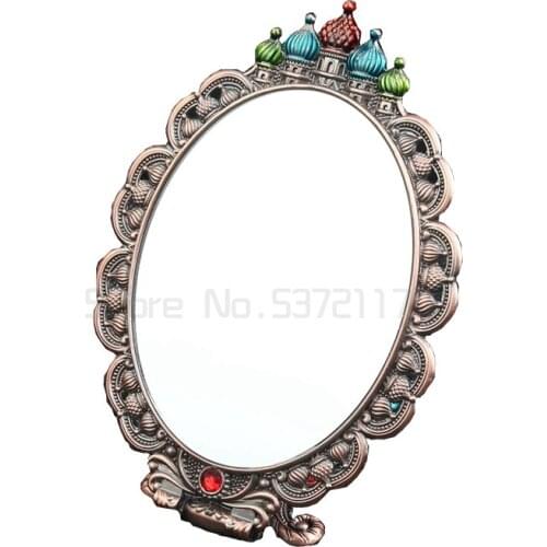 Household handle mirror with Comb Set retro portable cosmetic mirror foldable desktop mirror