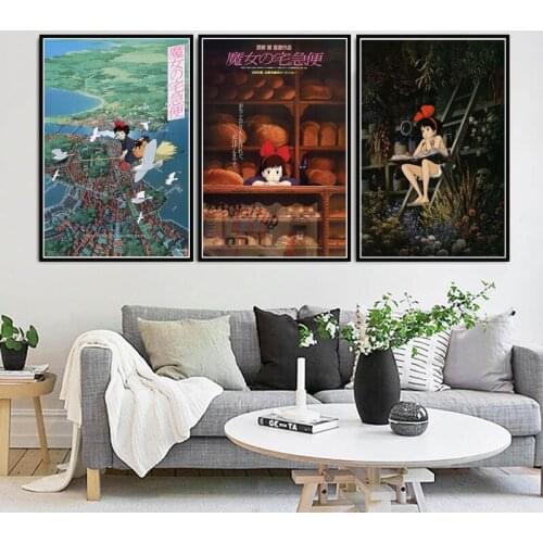 Kikis Delivery Service Comic Movie Japan Anime Cartoon Art Painting Poster And Prints Wall Pictures For Living Room Home Decor