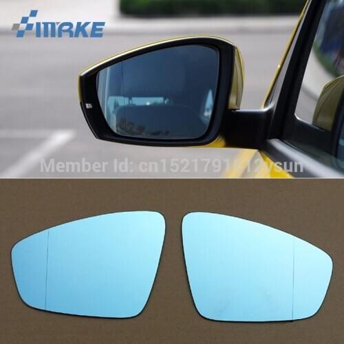 SmRKE 2Pcs For Volkswagen Polo Rearview Mirror Blue Glasses Wide Angle Led Turn Signals light Power Heating