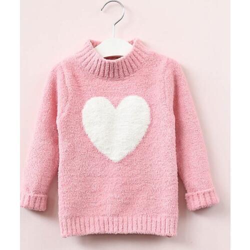 Sweater girl 2020 winter long sleeve warm spring knitted baby girls pullover top 4 8 years heart sweater girls DS29