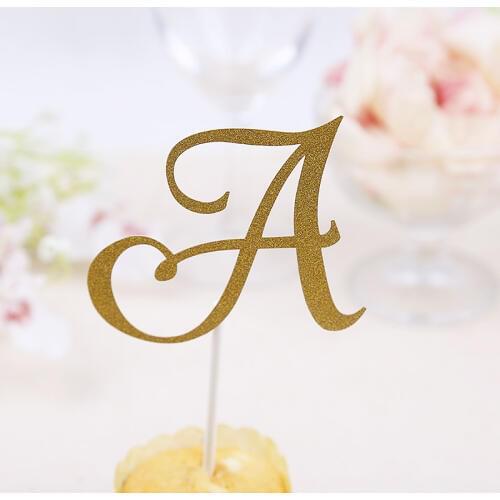 A B C Letter Cake Topper Cupcakes flags Bridal Shower Glitter Shiny Paper Bachelorette Hawaiian wedding Birthday Festival Party