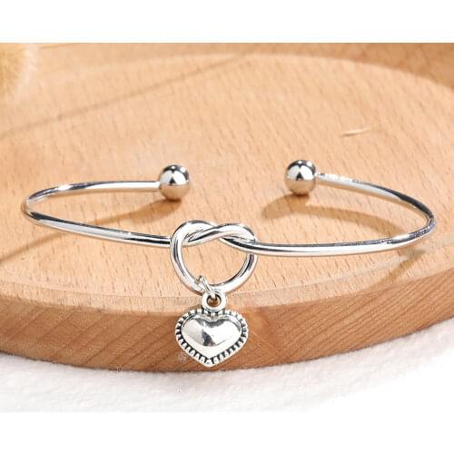 Knot Heart Love Bangle Hot Selling Jewelry Zinc Alloy Metal Bangle