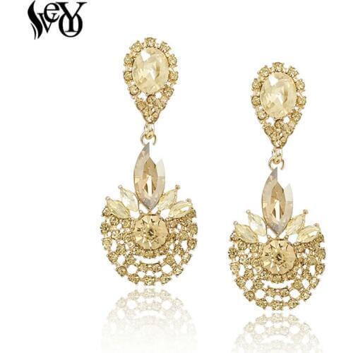 VEYO Rhinestone Crystal Drop Earrings For Woman Elegant Fashion Jewelry High Quality Brincos Pendientes