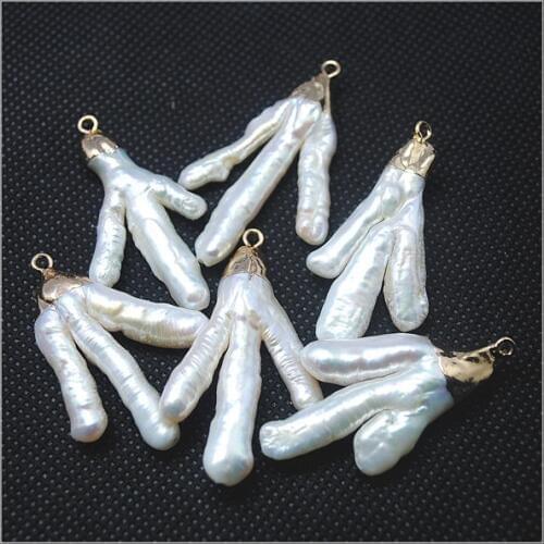 1PC nature freshwater pearl pendants baroque shape pearl beads with golden colors size 30-40mm selling pieces