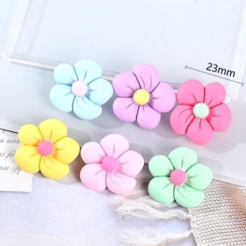 10Pcs Mini Cute Flower Flatback Resin Cabochons Scrapbook Craft 23mm DIY Embellishments Phone Decor Headwear accessories