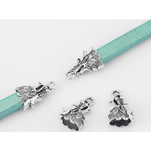 10pcs Dragon Head End Beads Cap Clasp For Bracelet Making DIY Fashion Jewelry Accessories Findings 12*7mm