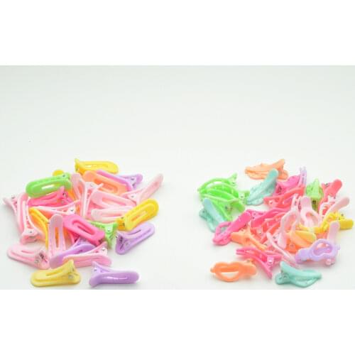 100PCS 2.4cm*3.0cm 1.2" Pastel Colors kids Plastic Heart alligator Clips hair accessories hairpins for DIY boutique