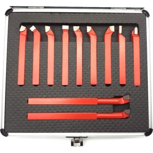 11Pcs 10x10 mm,Carbide Tip Tipped Bit Set Brazed Milling Cutter Tools For Metal Cnc Lathe, Welding Turning Tool Holder