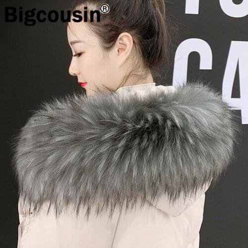 2021 Super Big Fur Collar Women Luxury Faux Fur Hoodie Scarf Trim Men Kids Winter Fur Decor Scraves Wraps Thick Warmer Collar