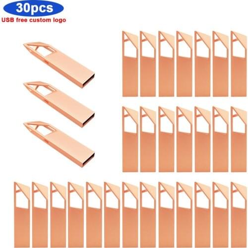 30pcs/lot logo free metal USB 2.0 Flash Drive 128GB/64GB/32GB/16GB Pen Drive Pendrive USB Memory u stick USB flash for wedding