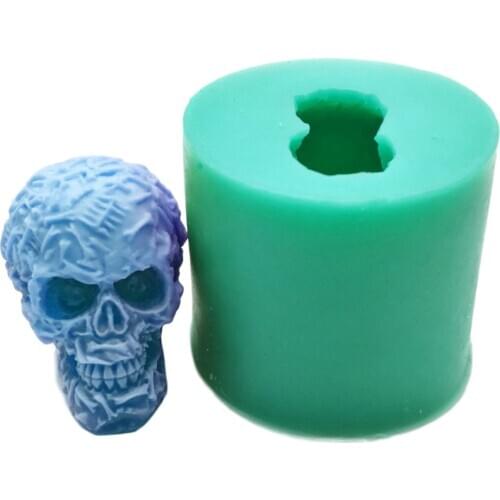 3D Skull Head Candle Mold Gypsum Clay Epoxy Resin Mould Candle Making Baking Tool Food Grade Silicone DIY