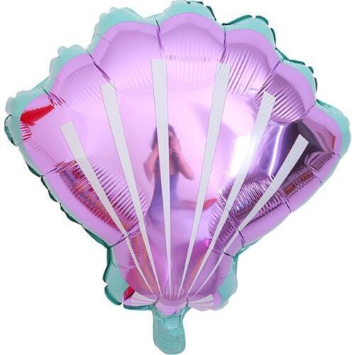 6pcs Shell Foil Balloons Purple Pink Mermaid Birthday Kids Baby Shower Wedding Party Decoration Aluminium Balloons