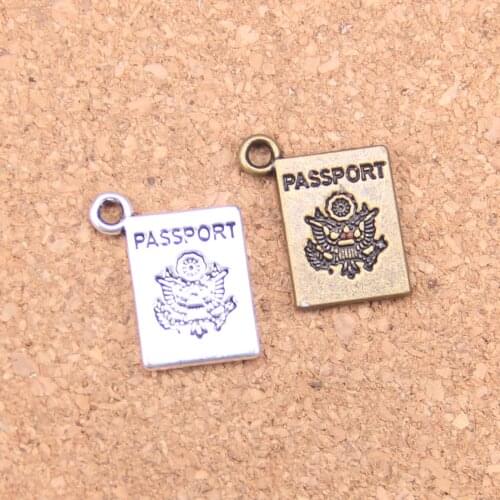 62pcs Charms book passport 18x14mm Antique Pendants,Vintage Tibetan Silver Jewelry,DIY for bracelet necklace