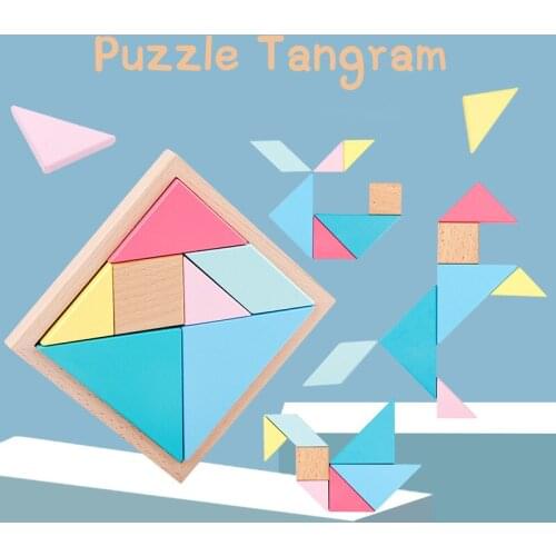 7pcs/set Childrens Wooden Puzzle Jigsaw Tangram Game Toy DIY Foam Brain Toy Sets Early Educational Toy Sets For Baby Kids Gift