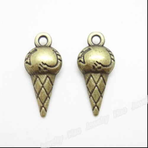 80pcs Vintage Charms Ice cream Pendant Antique bronze Fit Bracelets Necklace DIY Metal Jewelry Making