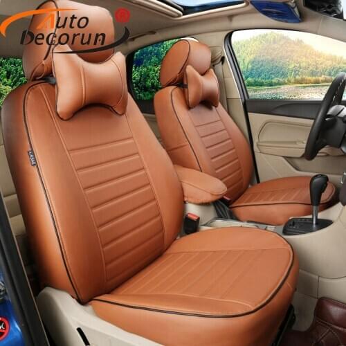 AutoDecorun Faux leather seat covers for Volkswagen VW EOS car seat cover set Custom fit protects seat cushion airbag compatible